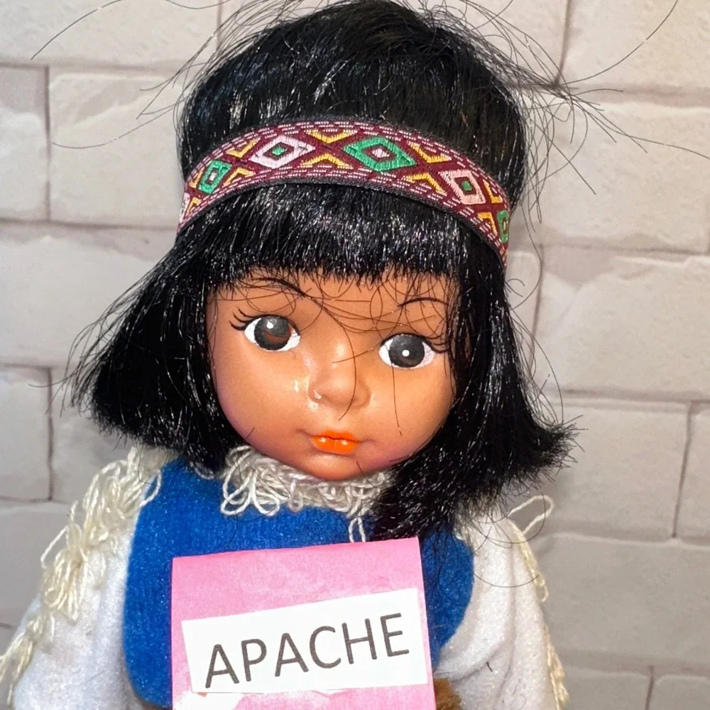 Vintage 1970 Apache Souvenir Doll Native American Style with Stand Collectible